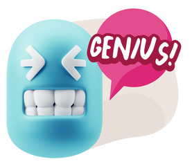 3d Illustration Laughing Character Emoji Expression saying Geniu