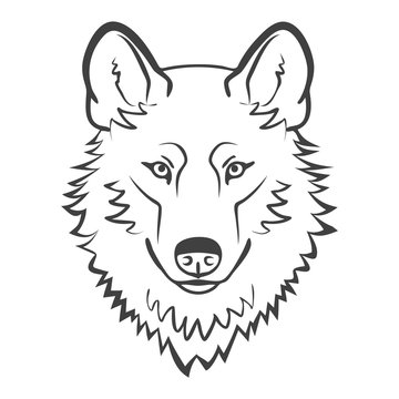 Wolf head mascot.