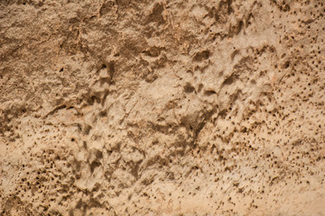 Closeup of the dried up surface of clay
