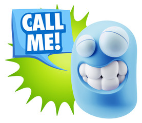 3d Illustration Laughing Character Emoji Expression saying Call
