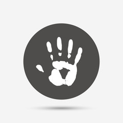Hand print sign icon. Stop symbol.