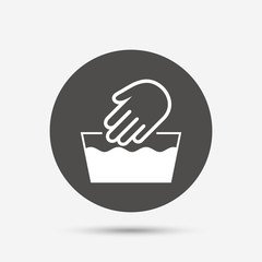 Hand wash sign icon. Not machine washable symbol