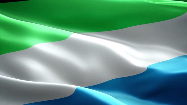 Sierra Leone national flag. Infinite loop. New effect and different lightining.
