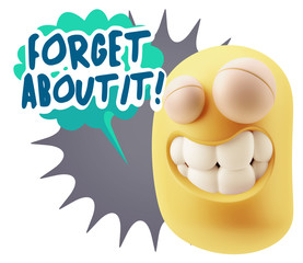 3d Rendering Smile Character Emoticon Expression saying Forget A