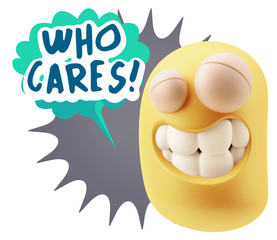 3d Illustration Laughing Character Emoji Expression saying Who C