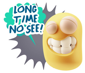 3d Illustration Laughing Character Emoji Expression saying Long