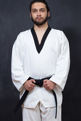 Fototapeta premium man practicing karate