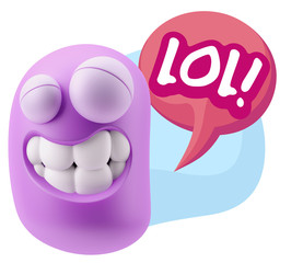 3d Illustration Laughing Character Emoji Expression saying Lol w