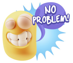 3d Rendering Smile Character Emoticon Expression saying No Probl