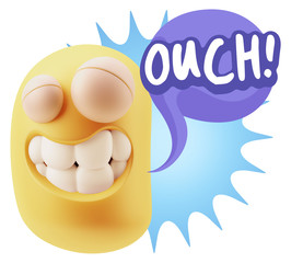 3d Illustration Laughing Character Emoji Expression saying Ouch