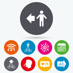 Pedestrian road icon. Bicycle path trail sign.