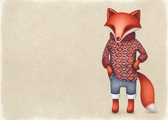 Watercolor illustration of cute fox. Perfect for greeting card