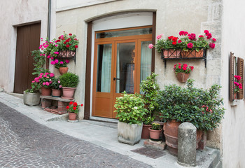 Entrance to the house decorated in the Italian style