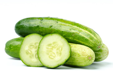 Fresh cucumber on white background