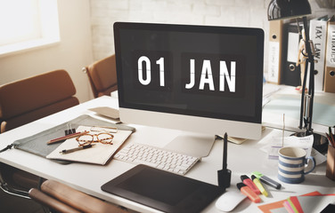 New Year Technology Date Graphic Concept