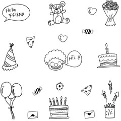 Funny doodle vector art birthday