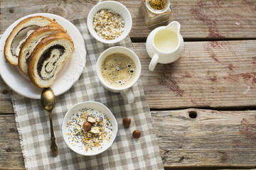 Healthy breakfast - yogurt with muesli