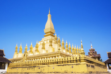 Fototapeta na wymiar Wat Phra That Luang stupa in Vientiane, Laos.