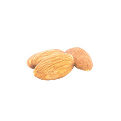 Closeup dried nuts , energy food , almond isolated on white background with clipping path