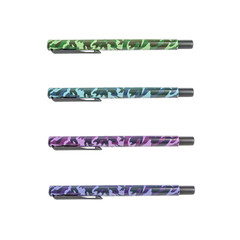 Closeup four colorful pen in military pattern pen , beautiful pen isolated on white background with clipping path