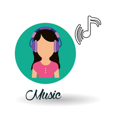 Music design. girl icon.  White background , vector