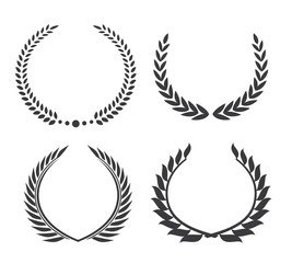 Crest logo element set,Set of award laurel wreaths and branches,vector illustration.