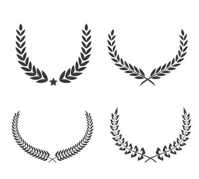 Crest logo element set,Set of award laurel wreaths and branches,vector illustration.