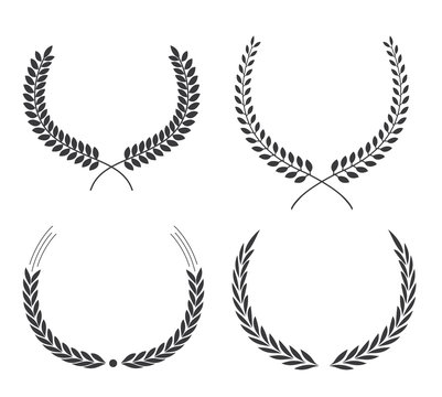 Crest logo element set,Set of award laurel wreaths and branches,vector illustration.