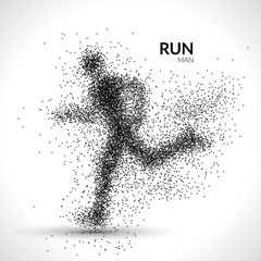Running man dots vector illustration. Sport modern pointilism background