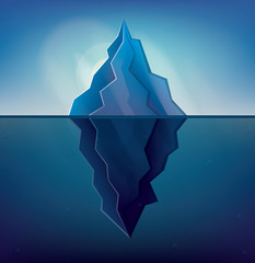 Iceberg on Blue Background. Vector Illustration.