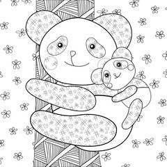 Fototapeta premium Panda kid coloring book page.