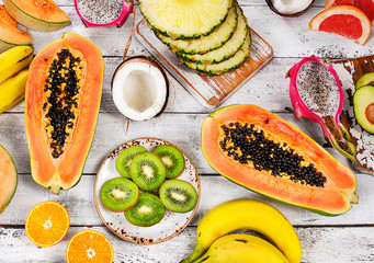Exotic tropical fruits.