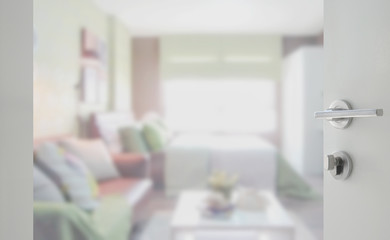 Blurred background bedroom with sofa