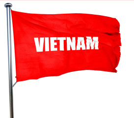 vietnam, 3D rendering, a red waving flag