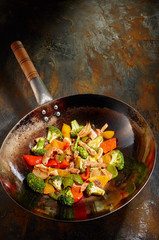 Stir fried diced fresh vegetables