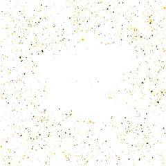 Golden glitter shine texture on a white background. Golden explosion of Confetti. Golden abstract particles on a light background. Isolated Holiday Design elements. Vector illustration.