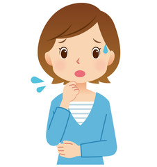 女性ポーズ　心配そうな主婦　表情