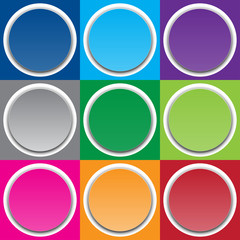 Paper round colorful banner. Circle button.