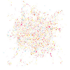 Colorful glitter shine texture on a white background. Colorful explosion of Confetti. Colorful abstract particles on a light background. Isolated Holiday Design elements. Vector illustration.