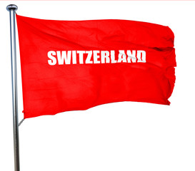 switerzland, 3D rendering, a red waving flag