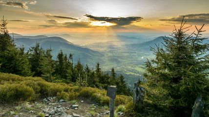Fototapeta premium Sunset and mountain
