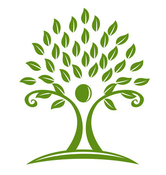 Tree people ecology logo vector