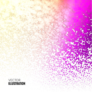 Halftone Colorful lilac Lights Falling Dots pattern on white background, Vector illustration