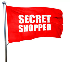 secret shopper, 3D rendering, a red waving flag