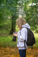 girl walking in the park, photographer