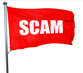 scam, 3D rendering, a red waving flag