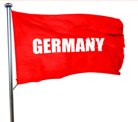 Greetings from germany, 3D rendering, a red waving flag