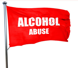Alcohol abuse sign, 3D rendering, a red waving flag