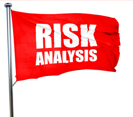 risk analysis, 3D rendering, a red waving flag