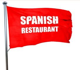 Delicious spanish cuisine, 3D rendering, a red waving flag